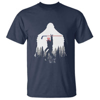 Bigfoot USA Ice Hockey 4th of July T Shirt Funny Sasquatch Patriotic American Flag