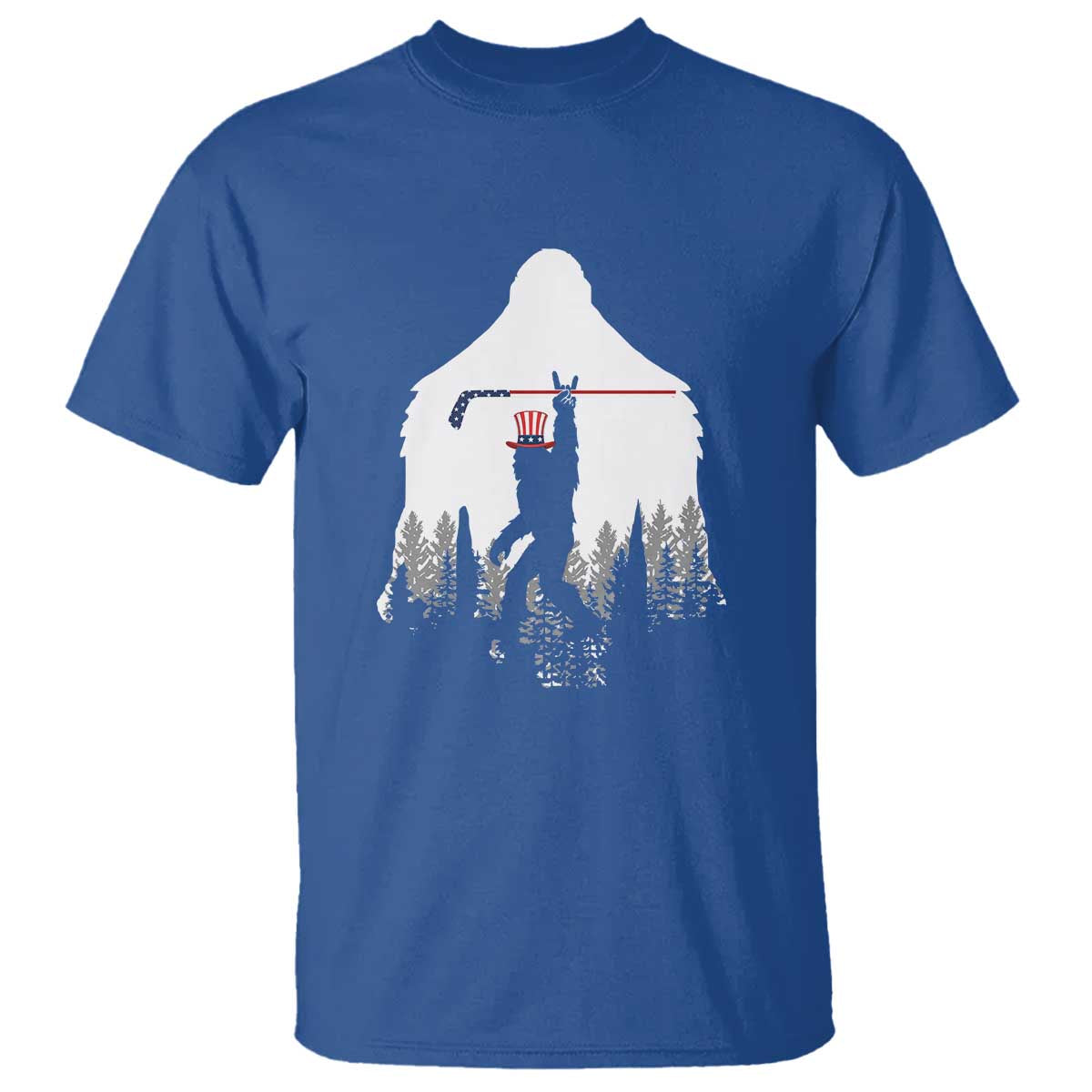 Bigfoot USA Ice Hockey 4th of July T Shirt Funny Sasquatch Patriotic American Flag