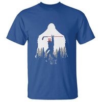 Bigfoot USA Ice Hockey 4th of July T Shirt Funny Sasquatch Patriotic American Flag