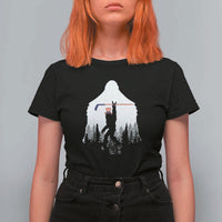 Bigfoot USA Ice Hockey 4th of July T Shirt For Women Funny Sasquatch Patriotic American Flag