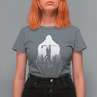 Bigfoot USA Ice Hockey 4th of July T Shirt For Women Funny Sasquatch Patriotic American Flag