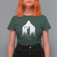 Bigfoot USA Ice Hockey 4th of July T Shirt For Women Funny Sasquatch Patriotic American Flag