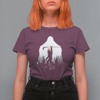 Bigfoot USA Ice Hockey 4th of July T Shirt For Women Funny Sasquatch Patriotic American Flag