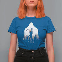 Bigfoot USA Ice Hockey 4th of July T Shirt For Women Funny Sasquatch Patriotic American Flag