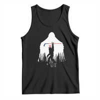 Bigfoot USA Ice Hockey 4th of July Tank Top Funny Sasquatch Patriotic American Flag