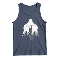 Bigfoot USA Ice Hockey 4th of July Tank Top Funny Sasquatch Patriotic American Flag