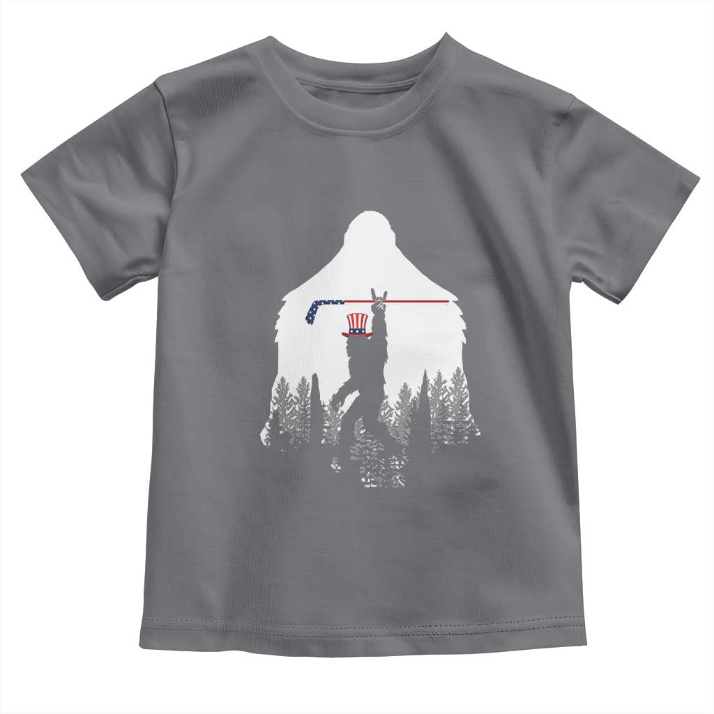 Bigfoot USA Ice Hockey 4th of July Toddler T Shirt Funny Sasquatch Patriotic American Flag
