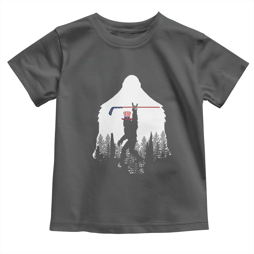 Bigfoot USA Ice Hockey 4th of July Toddler T Shirt Funny Sasquatch Patriotic American Flag