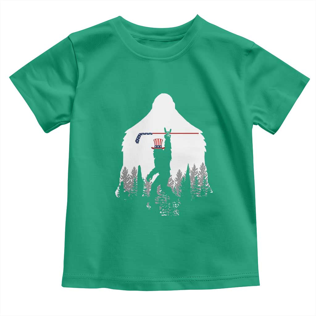 Bigfoot USA Ice Hockey 4th of July Toddler T Shirt Funny Sasquatch Patriotic American Flag