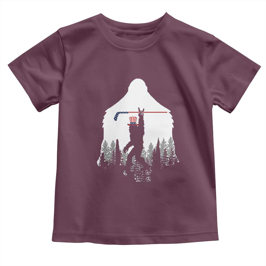 Bigfoot USA Ice Hockey 4th of July Toddler T Shirt Funny Sasquatch Patriotic American Flag