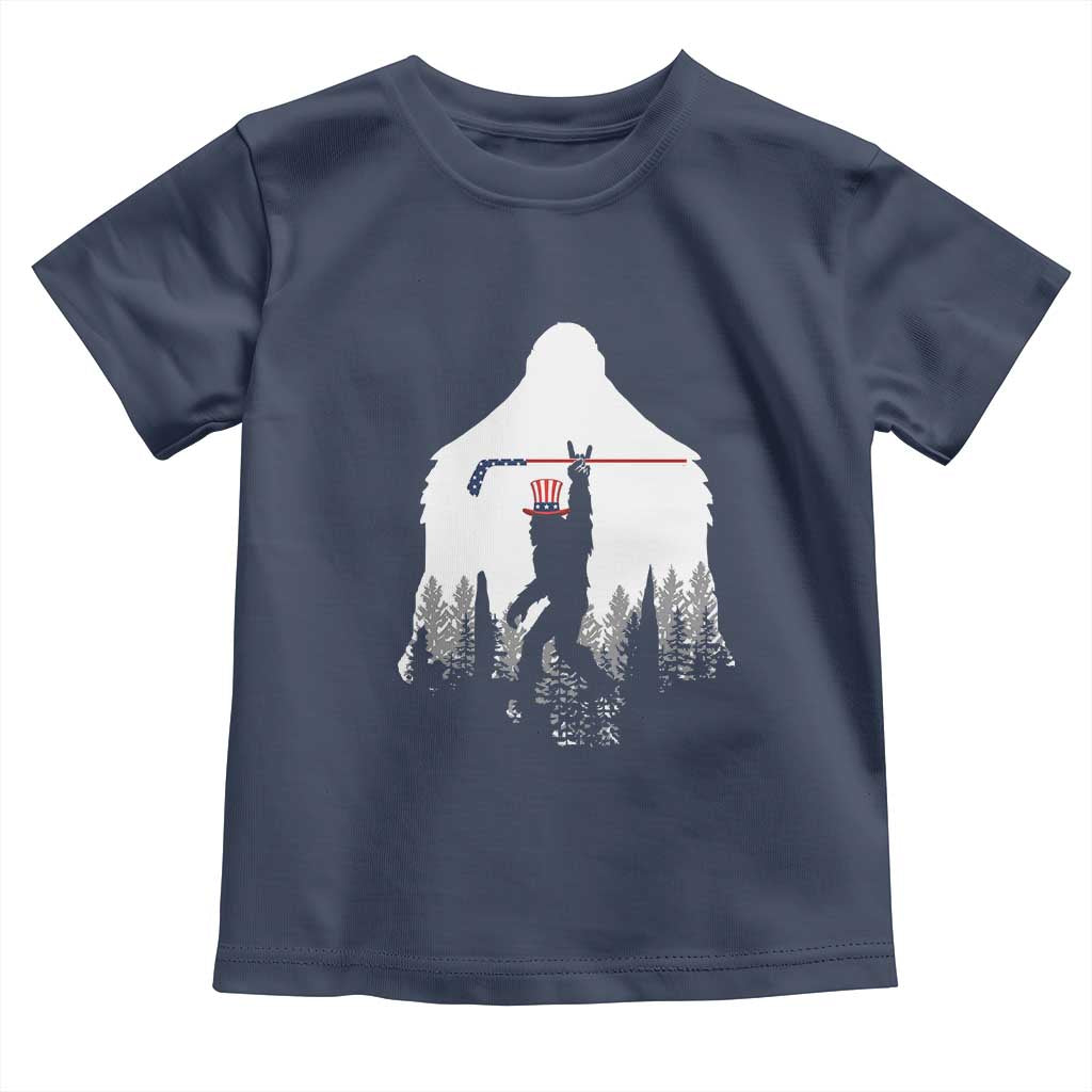 Bigfoot USA Ice Hockey 4th of July Toddler T Shirt Funny Sasquatch Patriotic American Flag