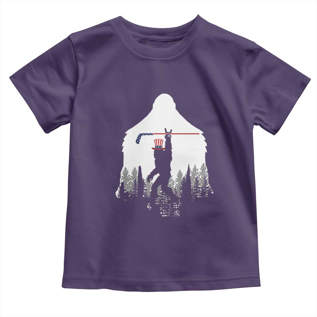 Bigfoot USA Ice Hockey 4th of July Toddler T Shirt Funny Sasquatch Patriotic American Flag