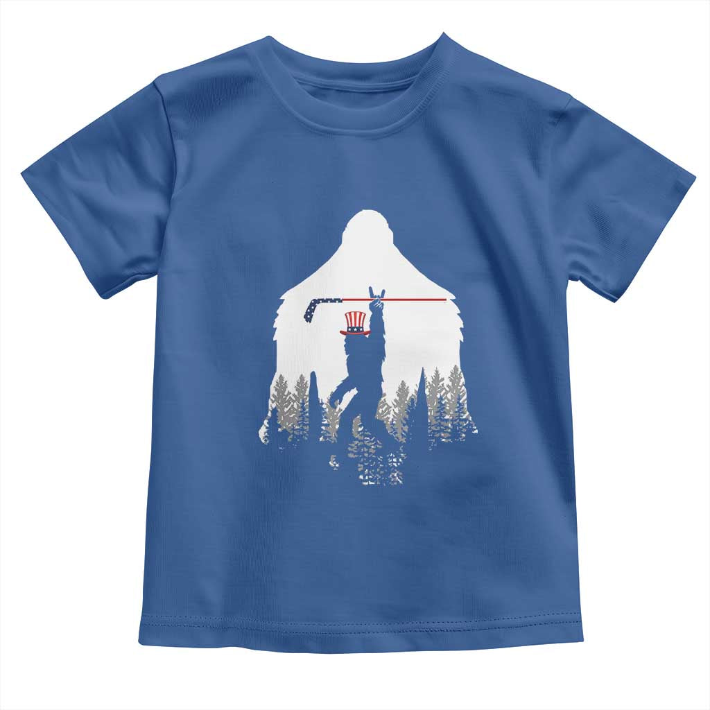 Bigfoot USA Ice Hockey 4th of July Toddler T Shirt Funny Sasquatch Patriotic American Flag