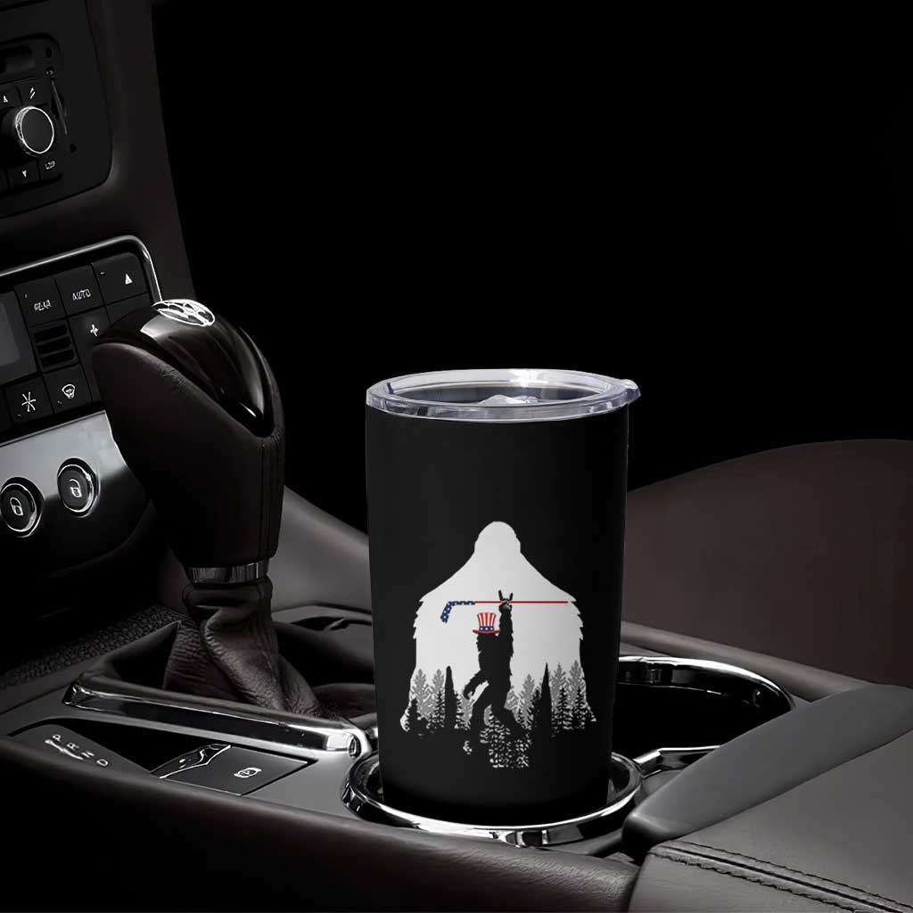 Bigfoot USA Ice Hockey 4th of July Tumbler Cup Funny Sasquatch Patriotic American Flag