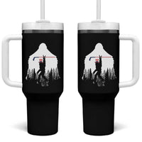 Bigfoot USA Ice Hockey 4th of July Tumbler With Handle Funny Sasquatch Patriotic American Flag
