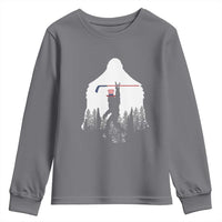 Bigfoot USA Ice Hockey 4th of July Youth Sweatshirt Funny Sasquatch Patriotic American Flag