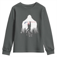Bigfoot USA Ice Hockey 4th of July Youth Sweatshirt Funny Sasquatch Patriotic American Flag