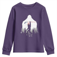 Bigfoot USA Ice Hockey 4th of July Youth Sweatshirt Funny Sasquatch Patriotic American Flag