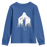 Bigfoot USA Ice Hockey 4th of July Youth Sweatshirt Funny Sasquatch Patriotic American Flag