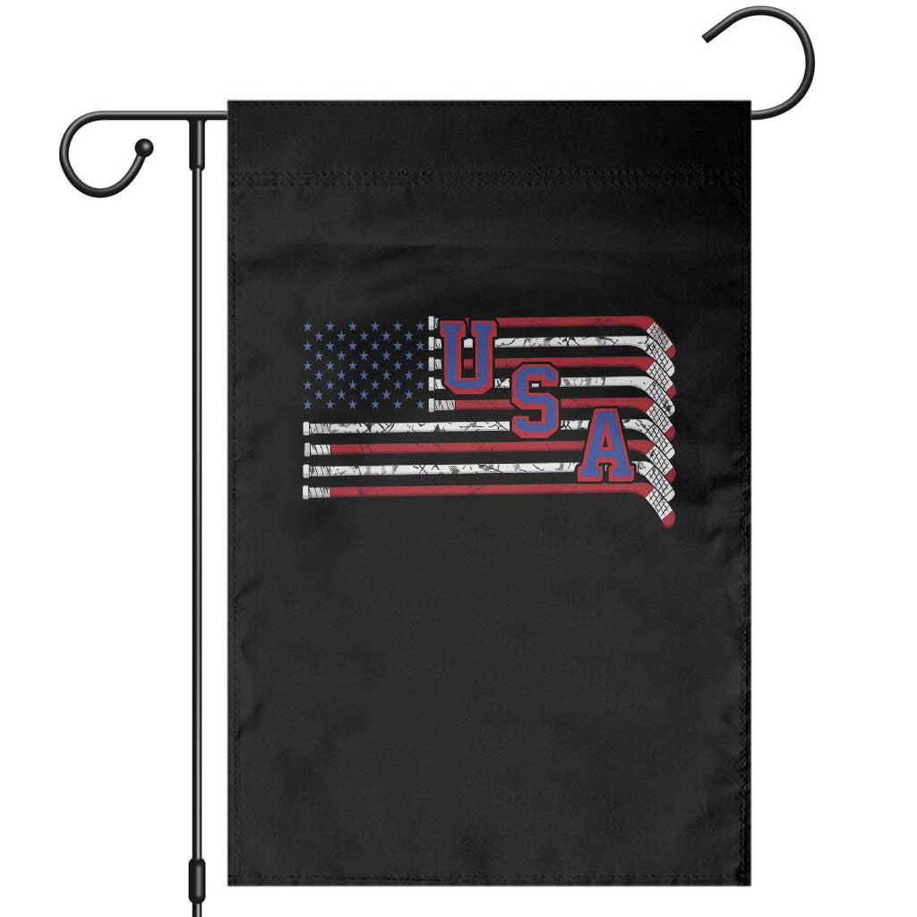 Ice Hockey Sticks American Flag Garden Flag Patriotic Hockey Fan