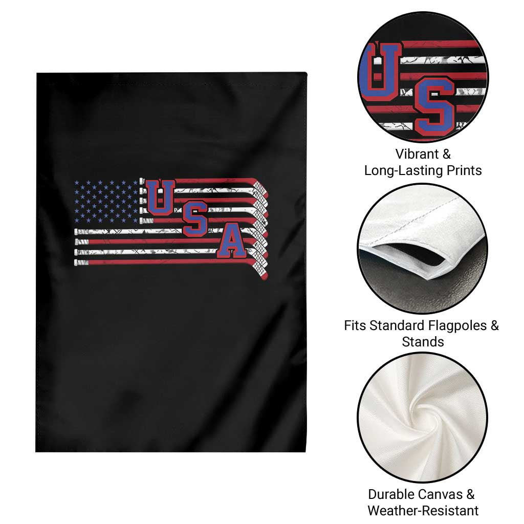 Ice Hockey Sticks American Flag Garden Flag Patriotic Hockey Fan
