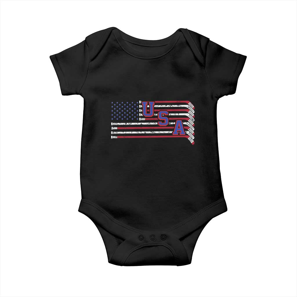 Ice Hockey Sticks American Flag Baby Onesie Patriotic Hockey Fan