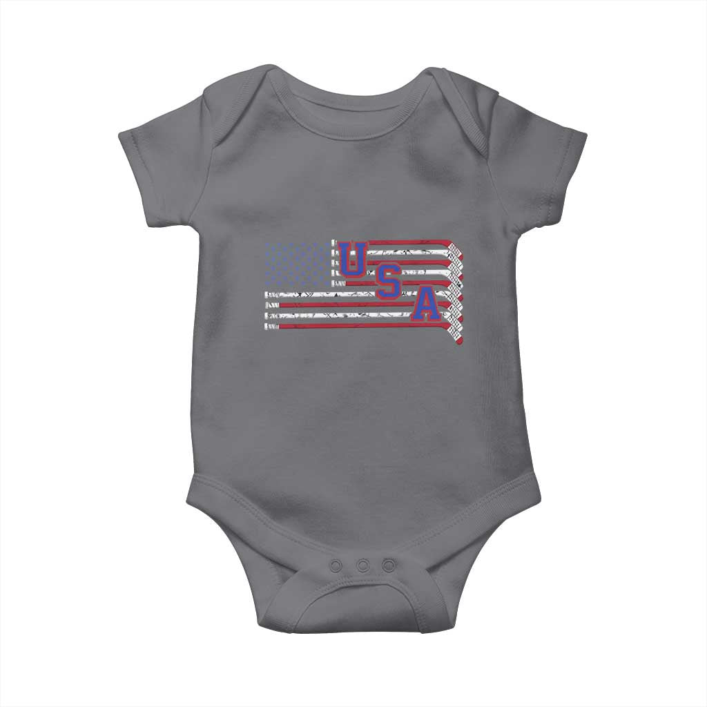 Ice Hockey Sticks American Flag Baby Onesie Patriotic Hockey Fan