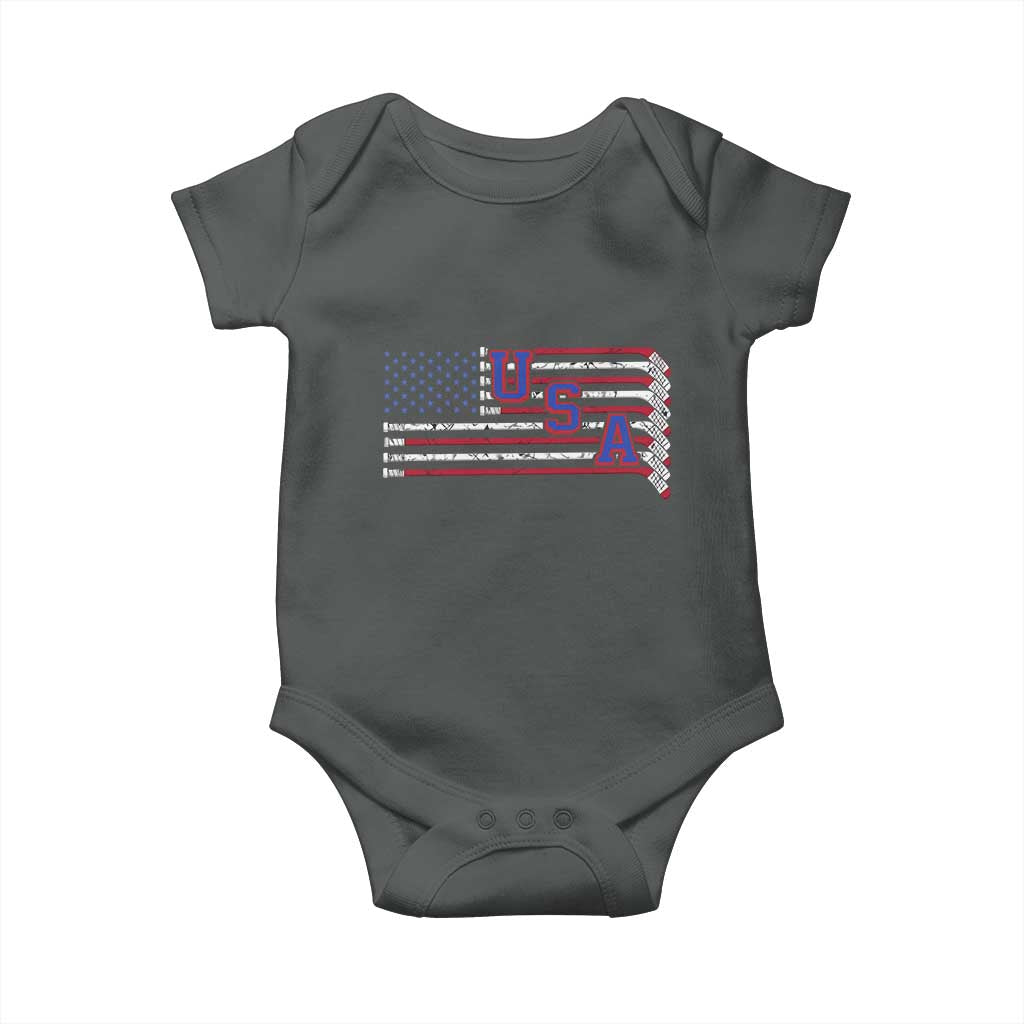 Ice Hockey Sticks American Flag Baby Onesie Patriotic Hockey Fan