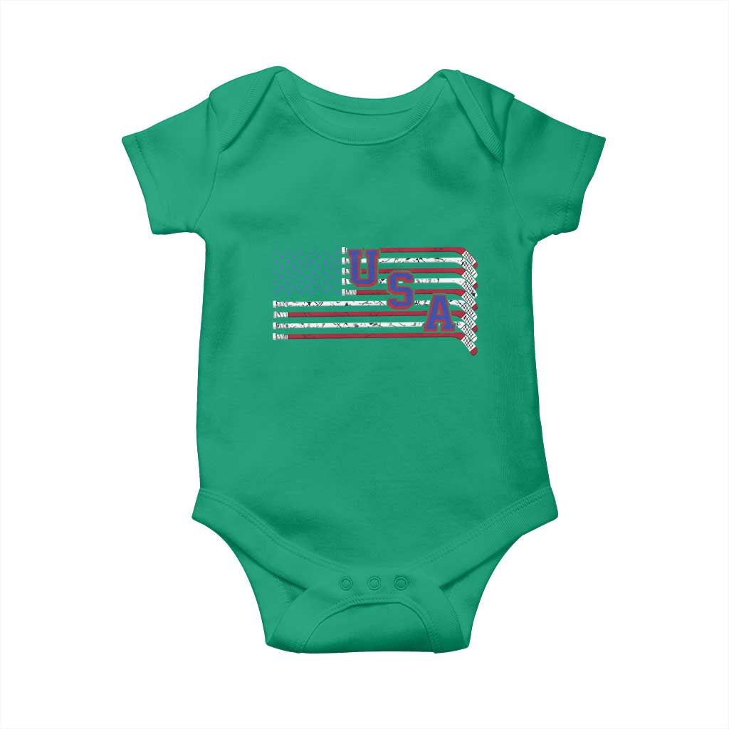 Ice Hockey Sticks American Flag Baby Onesie Patriotic Hockey Fan