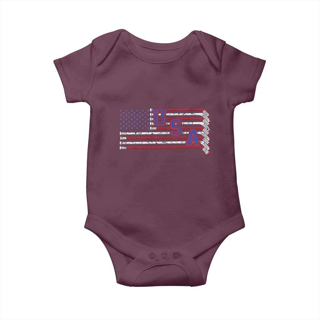 Ice Hockey Sticks American Flag Baby Onesie Patriotic Hockey Fan