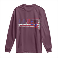 Ice Hockey Sticks American Flag Long Sleeve Shirt Patriotic Hockey Fan