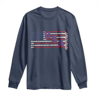 Ice Hockey Sticks American Flag Long Sleeve Shirt Patriotic Hockey Fan
