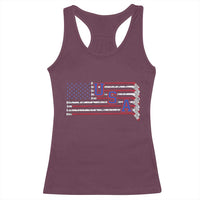 Ice Hockey Sticks American Flag Racerback Tank Top Patriotic Hockey Fan