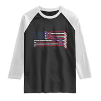 Ice Hockey Sticks American Flag Raglan Shirt Patriotic Hockey Fan