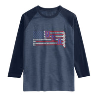 Ice Hockey Sticks American Flag Raglan Shirt Patriotic Hockey Fan