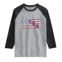 Ice Hockey Sticks American Flag Raglan Shirt Patriotic Hockey Fan