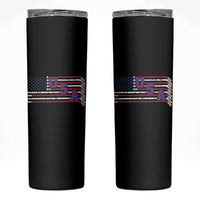 Ice Hockey Sticks American Flag Skinny Tumbler Patriotic Hockey Fan