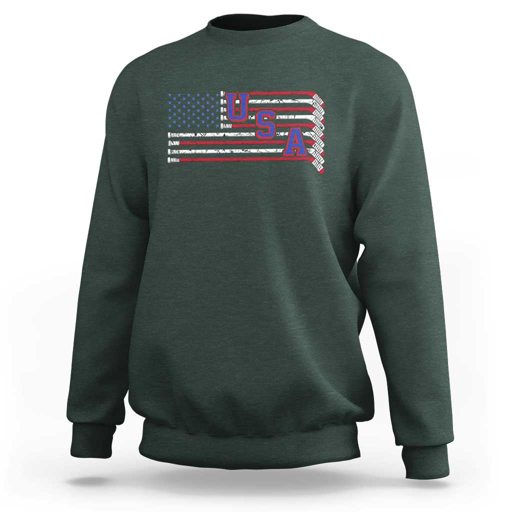 Ice Hockey Sticks American Flag Sweatshirt Patriotic Hockey Fan