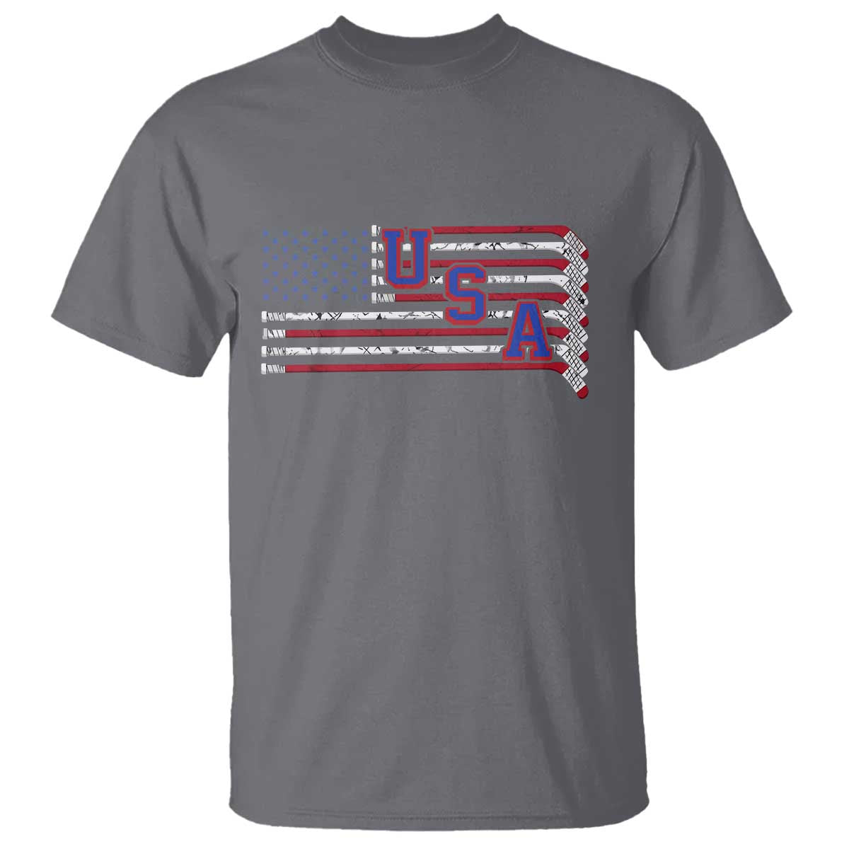 Ice Hockey Sticks American Flag T Shirt Patriotic Hockey Fan