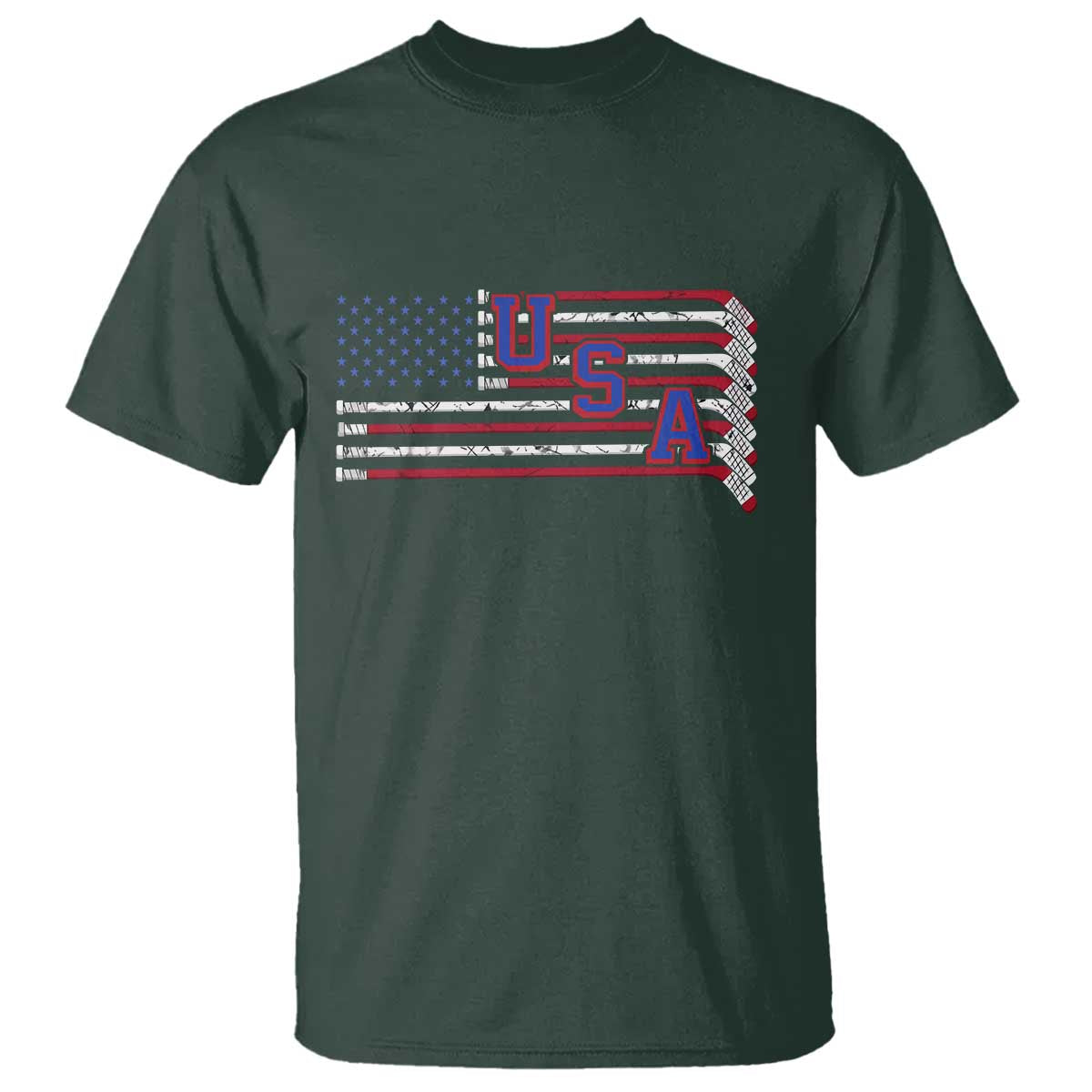 Ice Hockey Sticks American Flag T Shirt Patriotic Hockey Fan