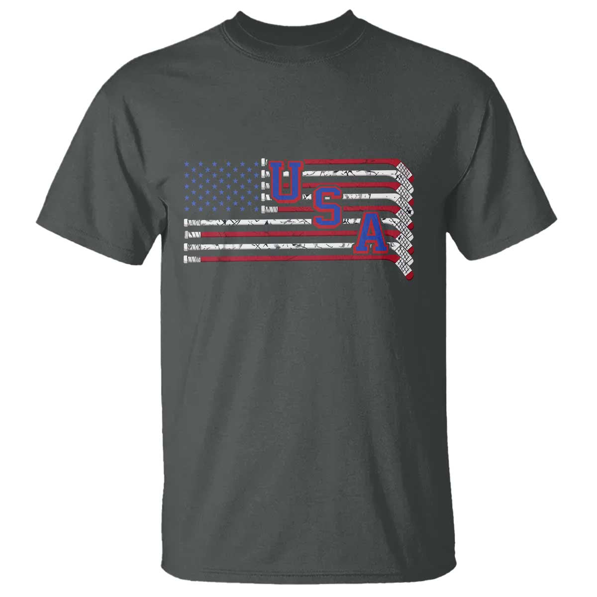 Ice Hockey Sticks American Flag T Shirt Patriotic Hockey Fan