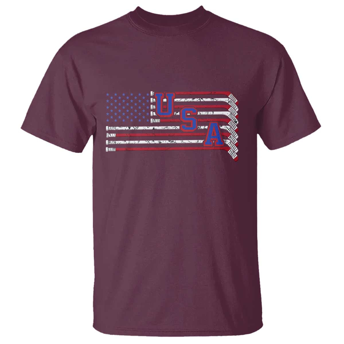 Ice Hockey Sticks American Flag T Shirt Patriotic Hockey Fan