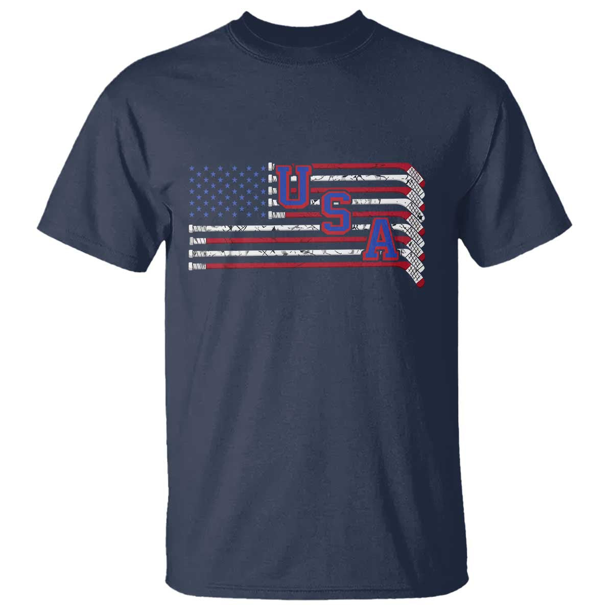 Ice Hockey Sticks American Flag T Shirt Patriotic Hockey Fan