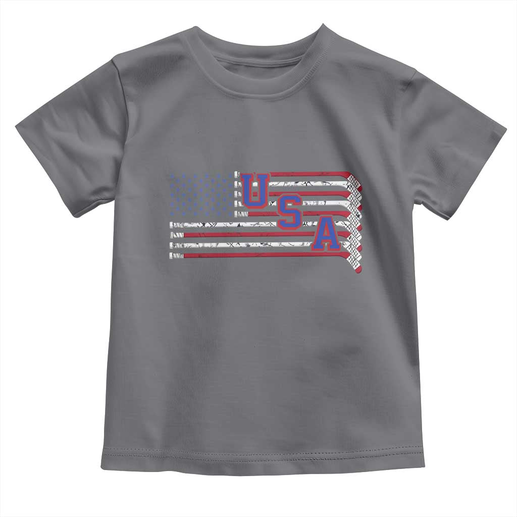 Ice Hockey Sticks American Flag Toddler T Shirt Patriotic Hockey Fan