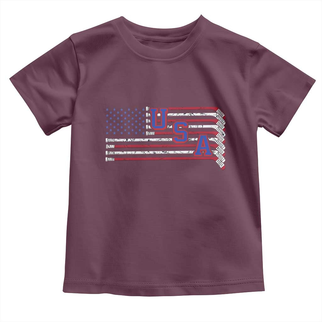 Ice Hockey Sticks American Flag Toddler T Shirt Patriotic Hockey Fan
