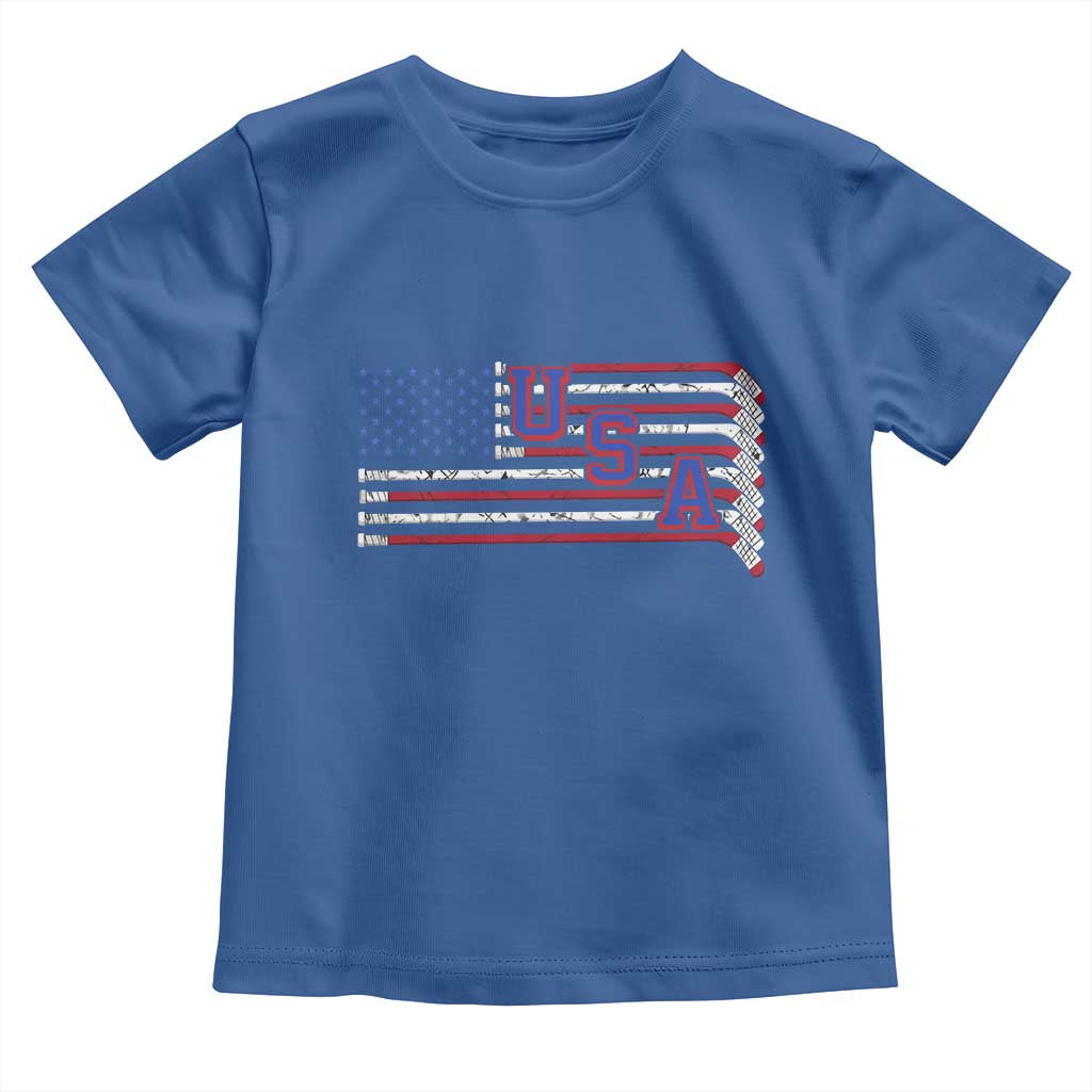Ice Hockey Sticks American Flag Toddler T Shirt Patriotic Hockey Fan