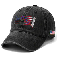 Ice Hockey Sticks American Flag Washed Cotton Baseball Cap Patriotic Hockey Fan