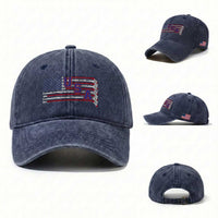 Ice Hockey Sticks American Flag Washed Cotton Baseball Cap Patriotic Hockey Fan
