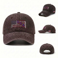 Ice Hockey Sticks American Flag Washed Cotton Baseball Cap Patriotic Hockey Fan