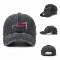 Ice Hockey Sticks American Flag Washed Cotton Baseball Cap Patriotic Hockey Fan